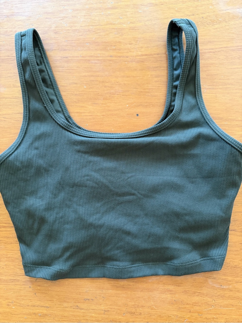 Ribbed Scoop Neck Crop Tank - Olive Green AERIE